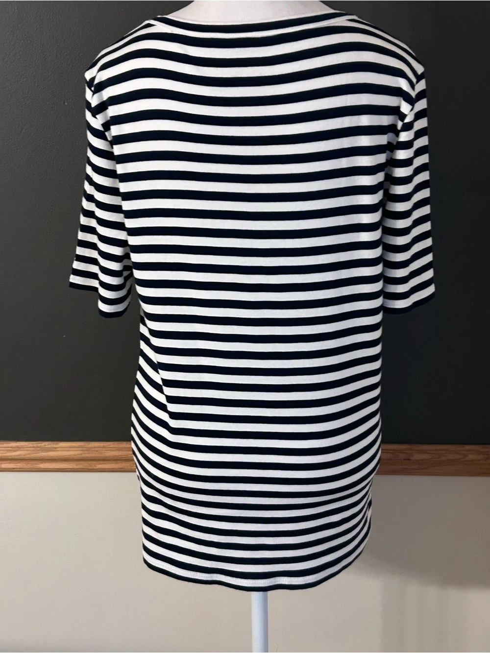 NWT J.Crew Women's Slim Perfect T-Shirt Navy Ivory Stripe Short Sleeve Sz Large
